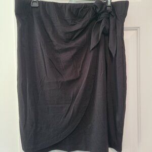Calvin Klein black faux wrap skirt with bow, brand new NWT woman Large L